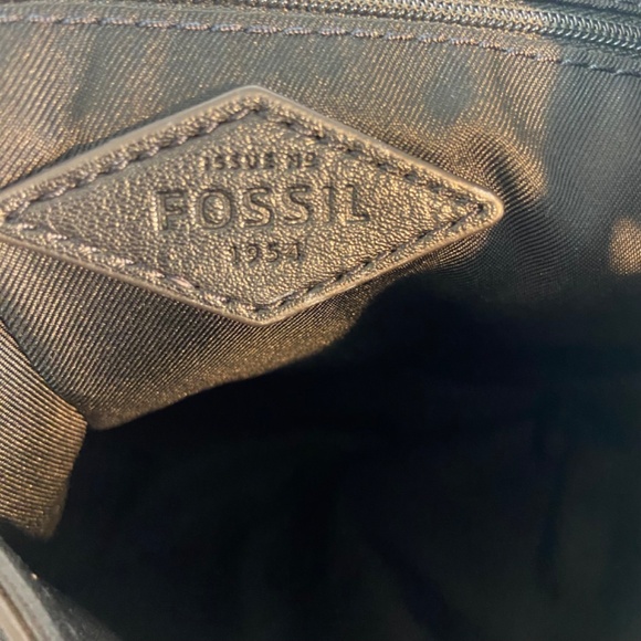 Fossil Crossbody Hobo Messenger Bag - Black Leather - Picture 12 of 14